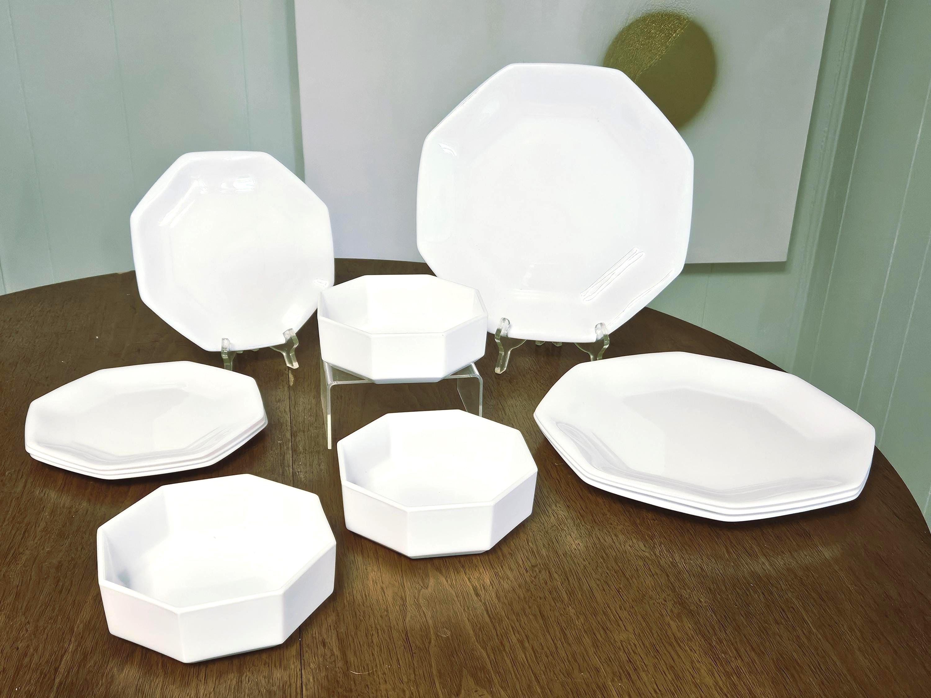 Arcoroc Octime White Dinnerware Set, French Milk Glass for 4, Vintage ...