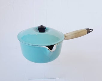 Vintage Le Creuset Saucier Pot #14, Paris Blue Enameled Cast Iron