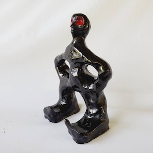 Negro Arte alienígena Figura de monstruo Arte de cerámica Escultura Decoración única Brillante Original único en su tipo Arte primitivo Arte de ciencia ficción Arte hecho a mano