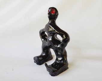 Black Alien Art Monster Figure Ceramic Art Sculpture Unique Decor Glossy Original One of a Kind Primitive Art Sci Fi Art Handmade Art