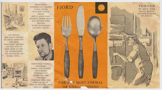 Dansk Fjord Flatware Set, Teak Handles, Mid-century Modern Cutlery