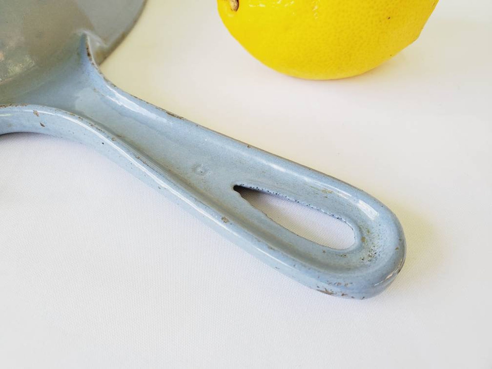 Large Le Creuset Sky Blue Skillet Rare Glissemail 10.5 in Fry Etsy
