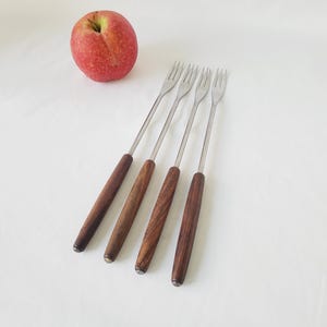 German Fondue Forks Set of 4 Stainless Steel Made in Germany Mid Century Kitchen Utensils Serving Forks Long Handled Forks