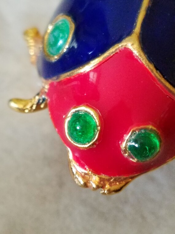 Vintage Kenneth Jay Lane Ladybug Brooch, 1960s En… - image 4