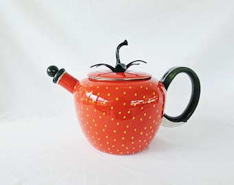 Czajnik Copco Strawberry Whistling z lat 80. XX wieku, duży czajnik, prezent dla miłośników herbaty, 2,5 kwarty, wyjątkowy czajnik