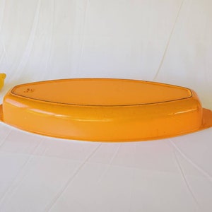 Raymond Loewy Le Creuset Fish Gratin Pan #40 Orange Long Narrow Baking Pan Dish Vintage French Cookware Enameled Cast Iron Rare Discontinued