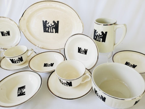1930s Silhouette Pattern by Hall and Taylor Smith T Dinnerware Choice Assorted Dishes Bowls Teacups TST Made in the USA Etsy