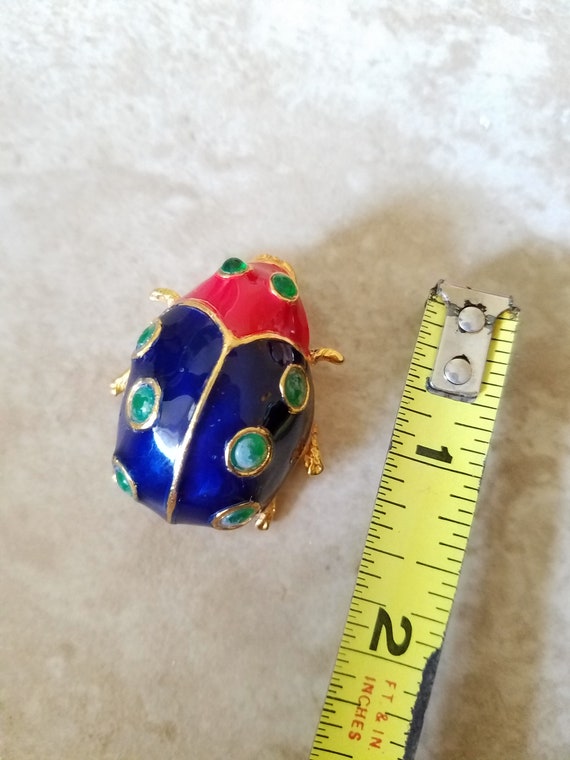 Vintage Kenneth Jay Lane Ladybug Brooch, 1960s En… - image 3