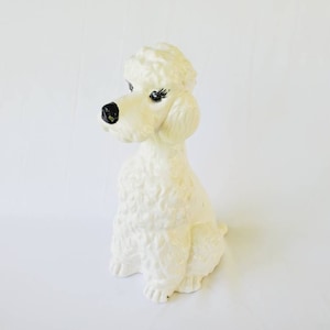 1970s Poodle Statue Vintage Hand Painted Dog Figurine Snowball White Dog Animal Decor Unique Decor Poodle Collectable Dog Decor