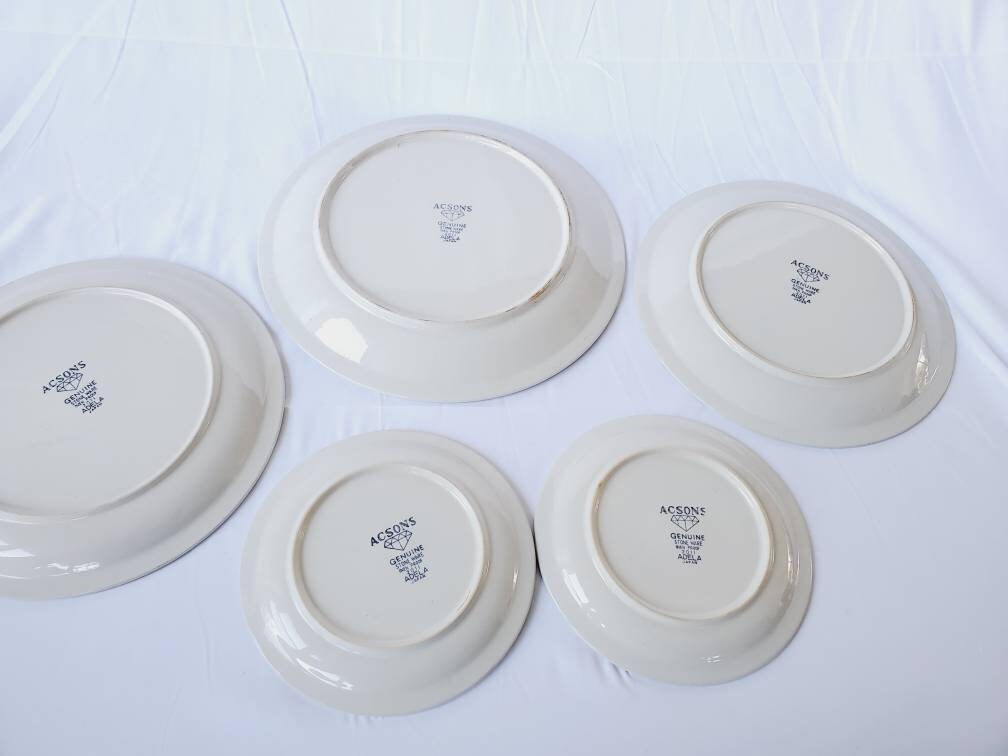 1970s Stoneware Dinner Set Salad Serving Plates Set of 5 Etsy
