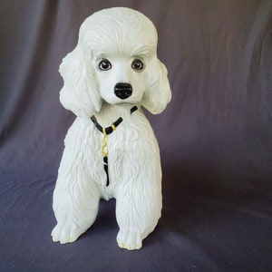 White Italian Poodle Statue Vintage Hand Painted Dog Figurine White Dog Animal Decor Unique Decor Poodle Collectable Dog Decor Made in Italy