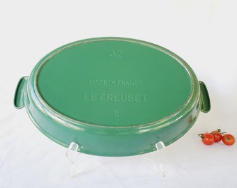 Green Le Creuset 2 Qt Oval Baker #32 Large Baking Roasting Pan Casserole Dish Enameled Ovenware Vintage French Cookware