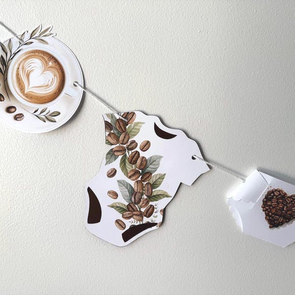 Coffee Baby Banner, Little Bean, Locally Brewed, The Perfect Blend, Freshly Brewed Baby, A Latte' Love Baby Bean, Gender Reveal, Baby Shower