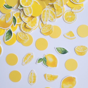 Lemon Citrus Fruit Lemonade Last Squeeze Bridal Shower Miss to Mrs. Bachelorette Lemon Themed Baby Shower Yellow Confetti Confettis