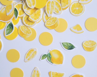 Lemon Citrus Fruit Lemonade Last Squeeze Bridal Shower Miss to Mrs. Bachelorette Lemon Themed Baby Shower Yellow Confetti Confettis