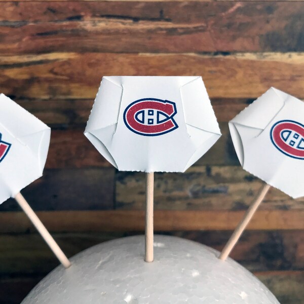 Baby Diaper Cupcake Topper, Baby Shower, Party, Hockey Team, Montreal Canadiens