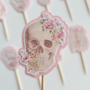 Xray Radiology Technician Skeleton Medical Imaging Bones Bone Densitometry Diagnosis Party Graduation Hospital Pink Flowers Cupcake Toppers