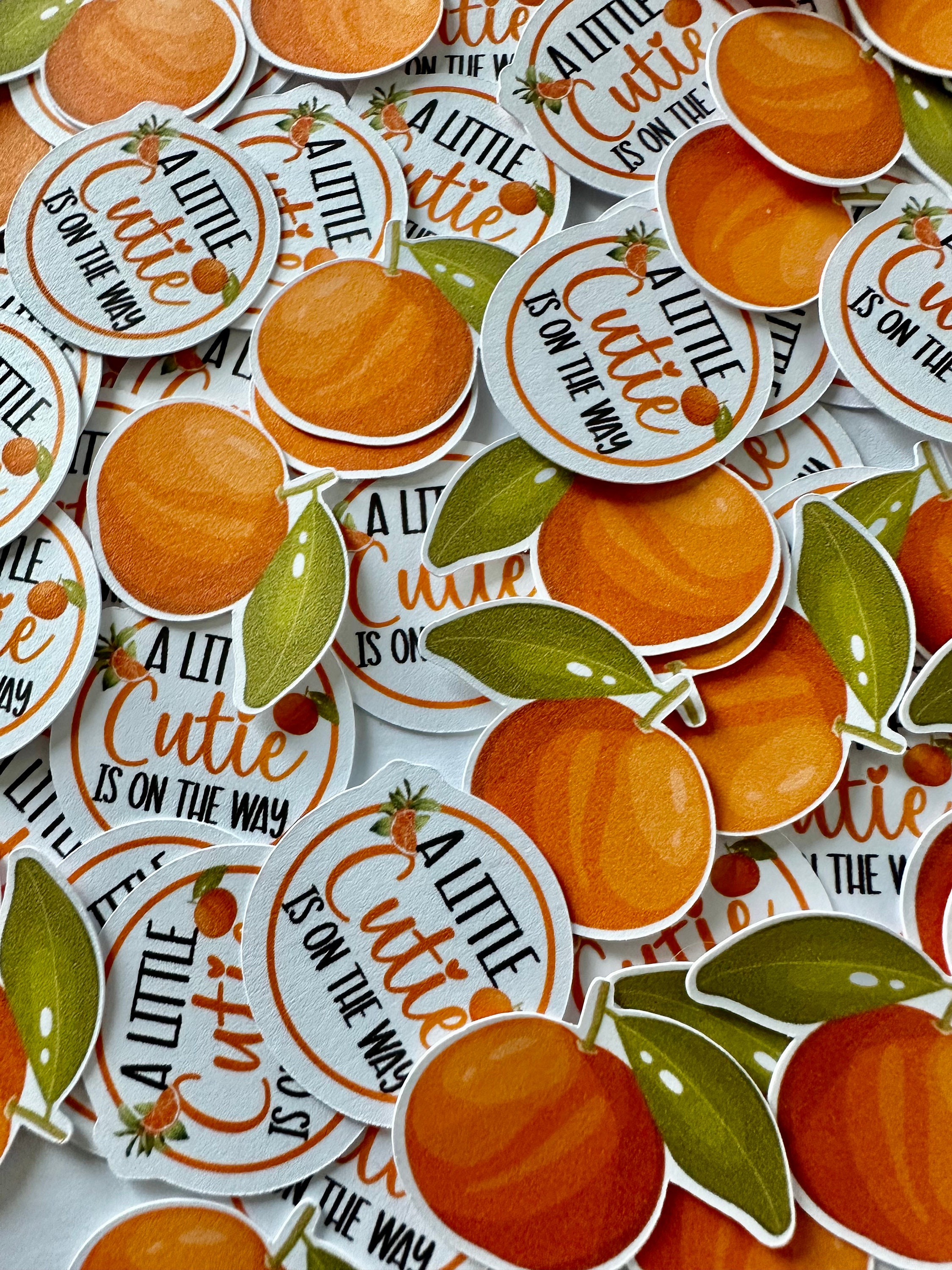 Orange Tangerine Clementine Citrus Fruit Little Cutie is on the Way Baby Shower Party Gender Neutral Confetti Confettis