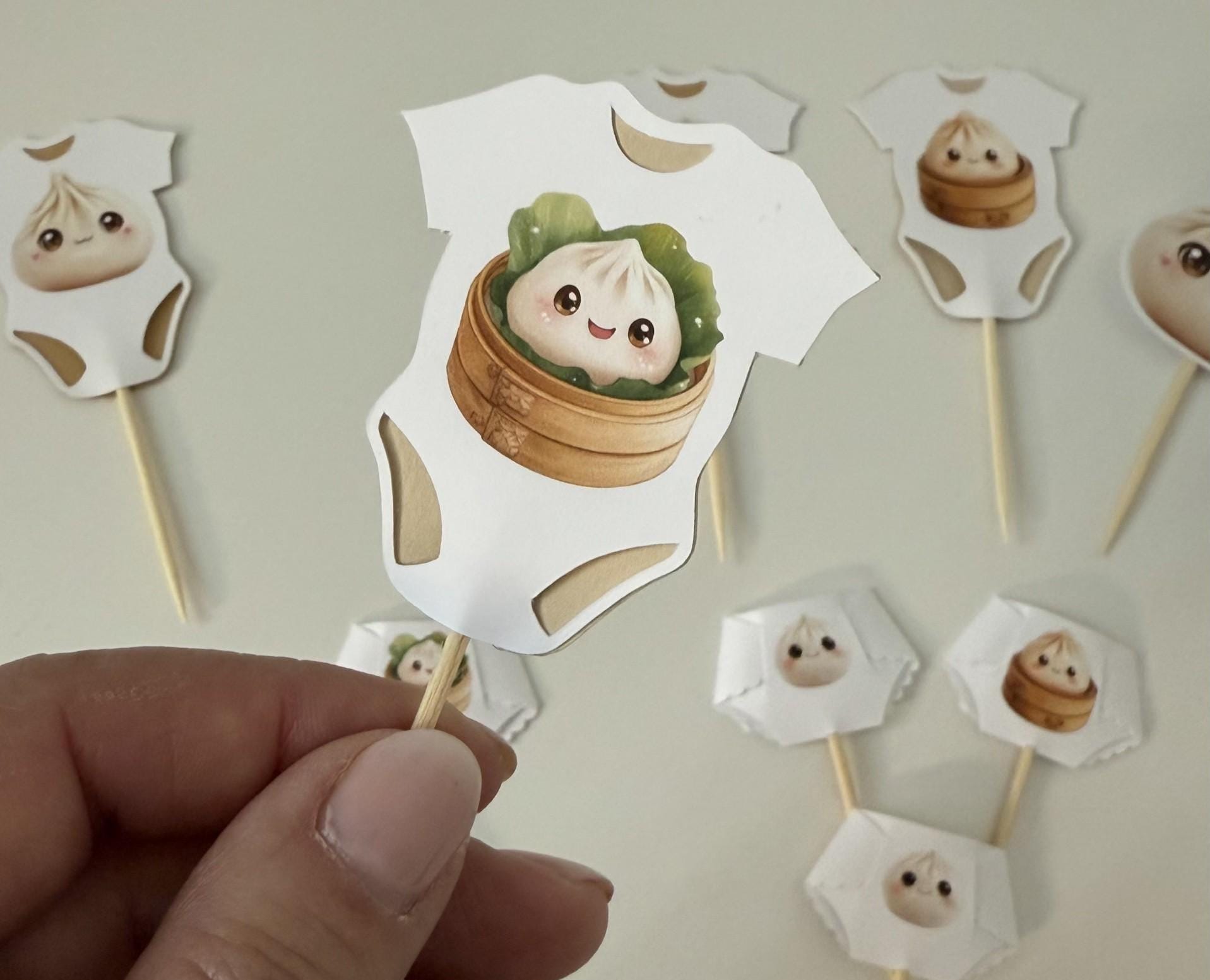 12 Cupcake Toppers, Onesies, Diapers, Dumplings, Little Dumpling, Our ...