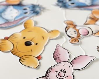 Winnie The Pooh Banner, Friends, Winnie, Piglet, Tigger, Eeyore Party Banner, Gender Reveal, Baby Shower, Baby Wall Banner, Winnie Banner