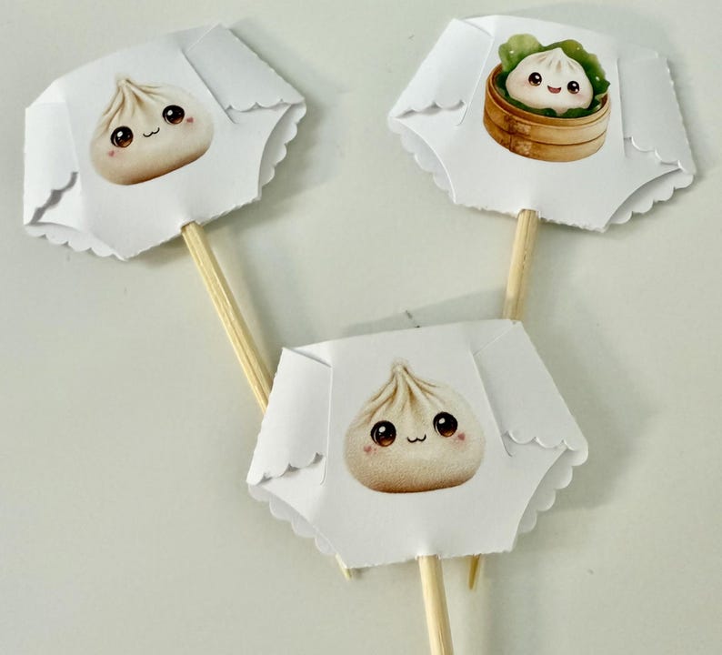 12 Cupcake Toppers, Onesies, Diapers, Dumplings, Little Dumpling, Our ...