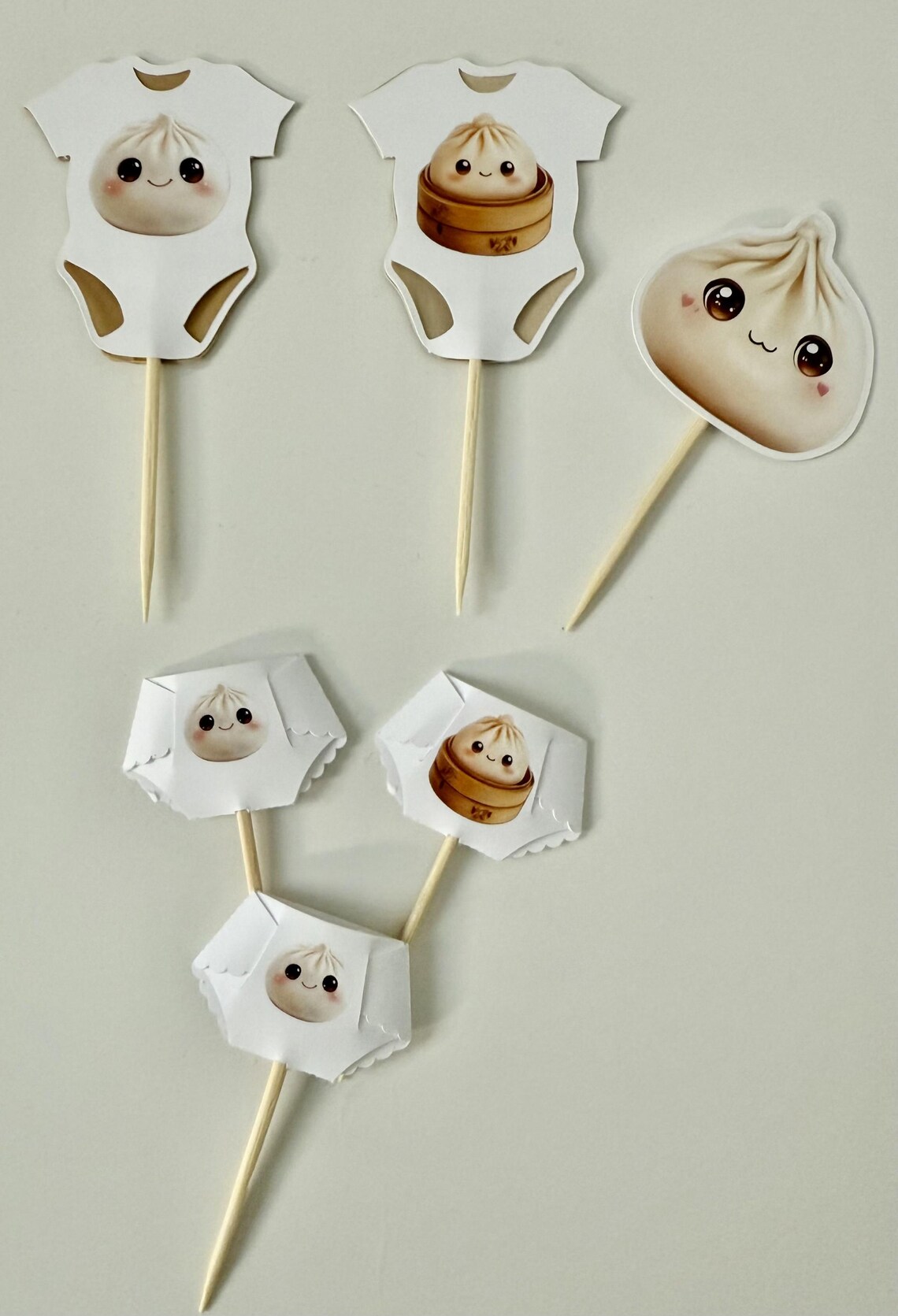 12 Cupcake Toppers, Onesies, Diapers, Dumplings, Little Dumpling, Our ...