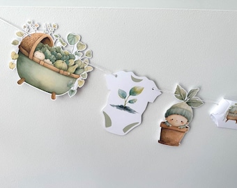 Little Sprout Banner, Locally Grown Garland, Baby Sprout, Grown with Love, Watercolor Sprout, Baby Shower, Gender Reveal, Rustic, Vegetables