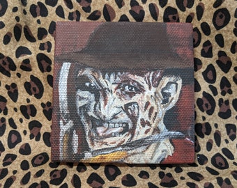 Freddy Krueger 3"x3" painting, Robert Englund A Nightmare on Elm Street horror art horror painting 80s horror slasher art horror fan art