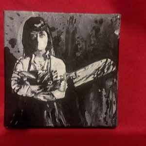 American Mary painting, horror movie fan art Katherine Isabelle cult film scary movie blood guts soska sisters