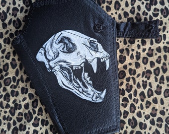 Cartera de ataúd personalizada, vegana, plegable, estilo gótico, de terror, vampiro, espeluznante, de Halloween, de cuero sintético.