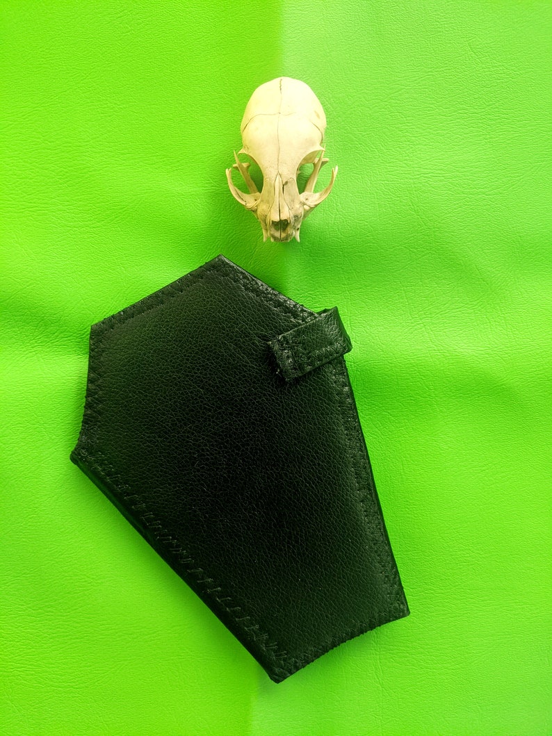 Pleather Coffin Wallet, Vegan Horror Goth Gothic Bifold Spooky Halloween Vampire Accessories PLEASE READ details for dimensions image 4