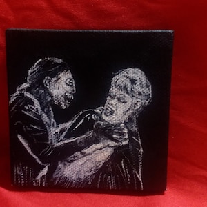 The Reptile painting, Hammer Films Monster Movie Black and White Classic Horror