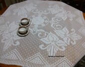 Vintage crochet tablecloth. Handmade crochet doily. Crochet lace tablecloth.Square crochet tablecloth with flowers. Home decoration.