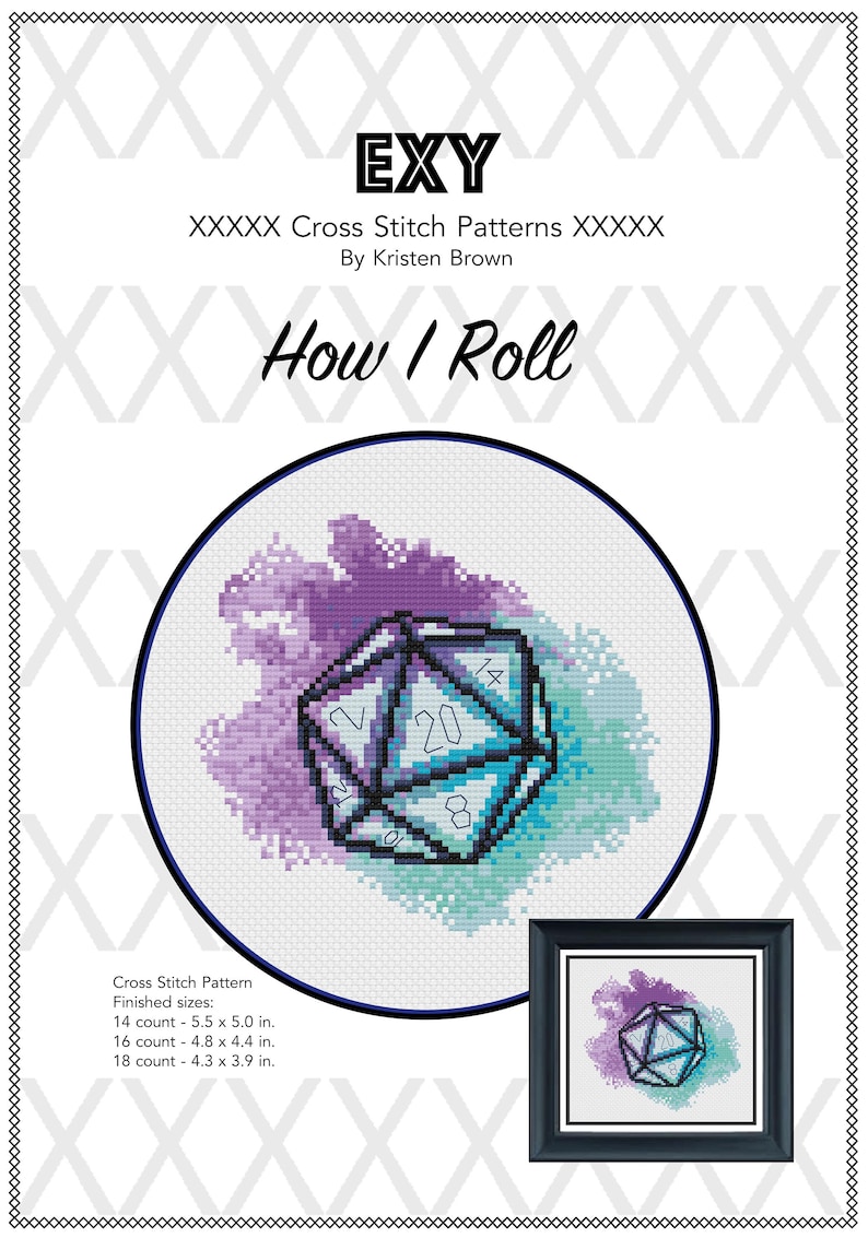 How I Roll - D20 cross stitch 