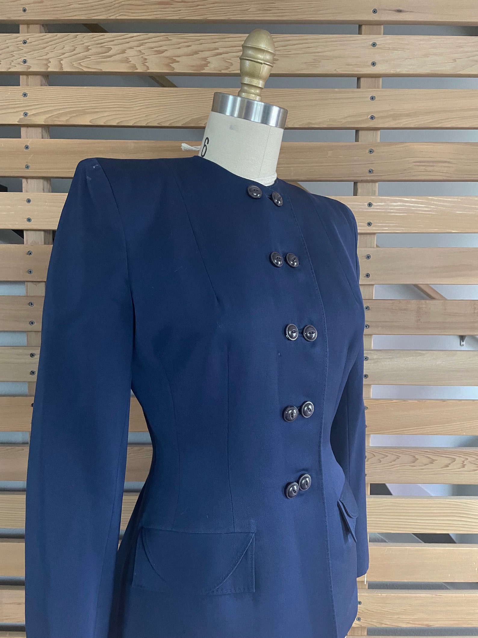 1940s Jacket Sleek 40s Navy Blue Gabardine Jacket with | Etsy