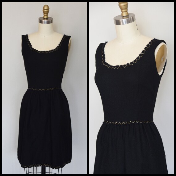 1970s Dress | Sassy 70s Black Wool Lanz Mini Dress