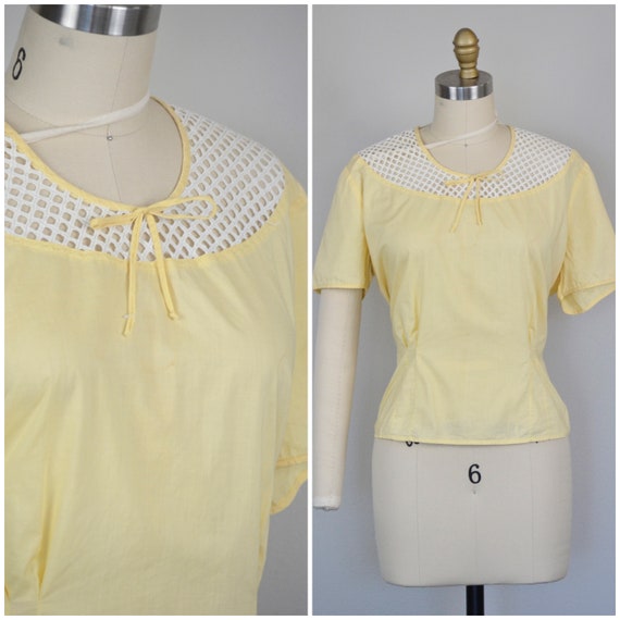 1940s Blouse | Sunny 1940s Lightweight Cotton Blou
