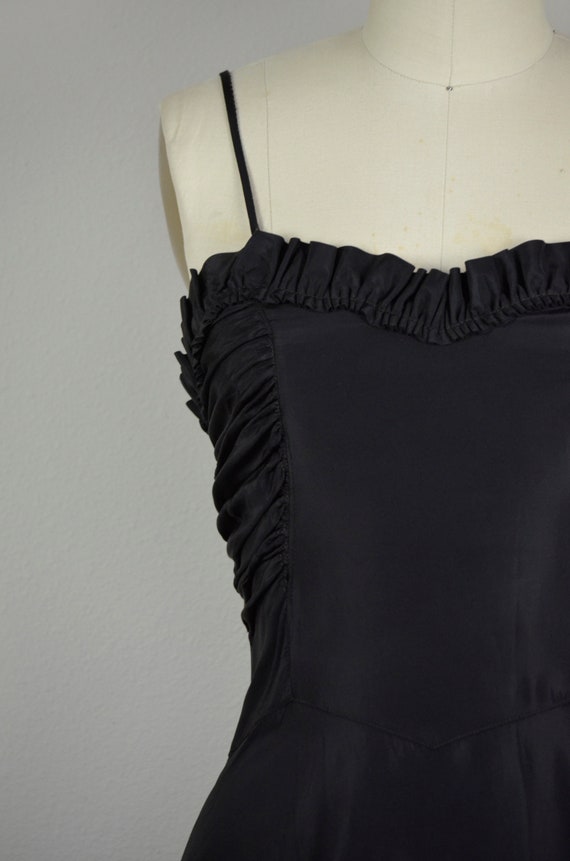 1940s Dress | 40s Black Taffeta Gown with Cascade… - image 4