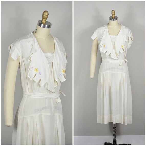 1930s Dress | Gorgeous 30s Edwardian Silk Dress wi