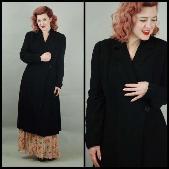 SALE - 1930s Coat | Gorgeous 30s Wool Crepe Coat w