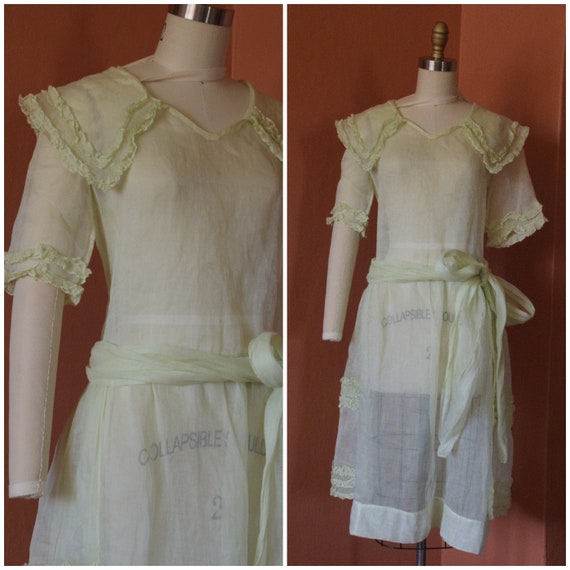 1920s Dress | Lovely 20s Organza Dress with Ruffle