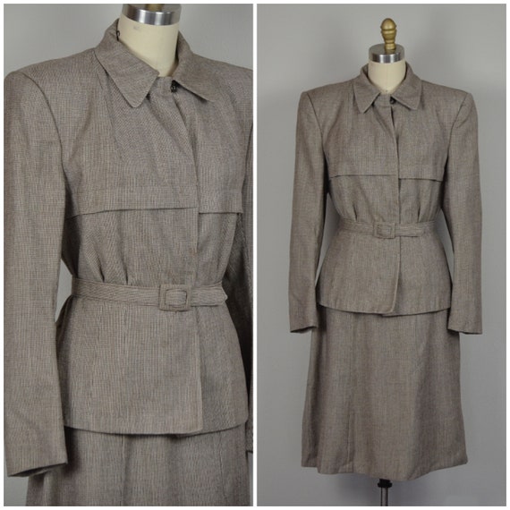 1940s Suit | Chic Newspaper Gal 40s Houndstooth Su