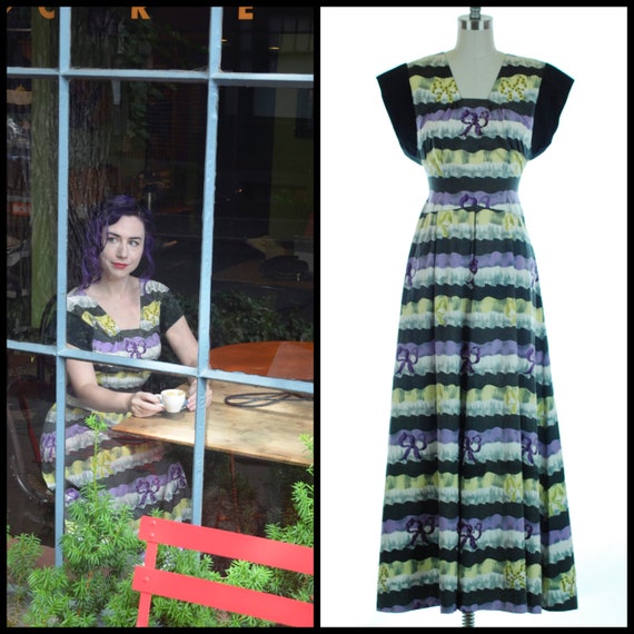 SALE - 1940s Dress | 1940s Evening Dress with Bead