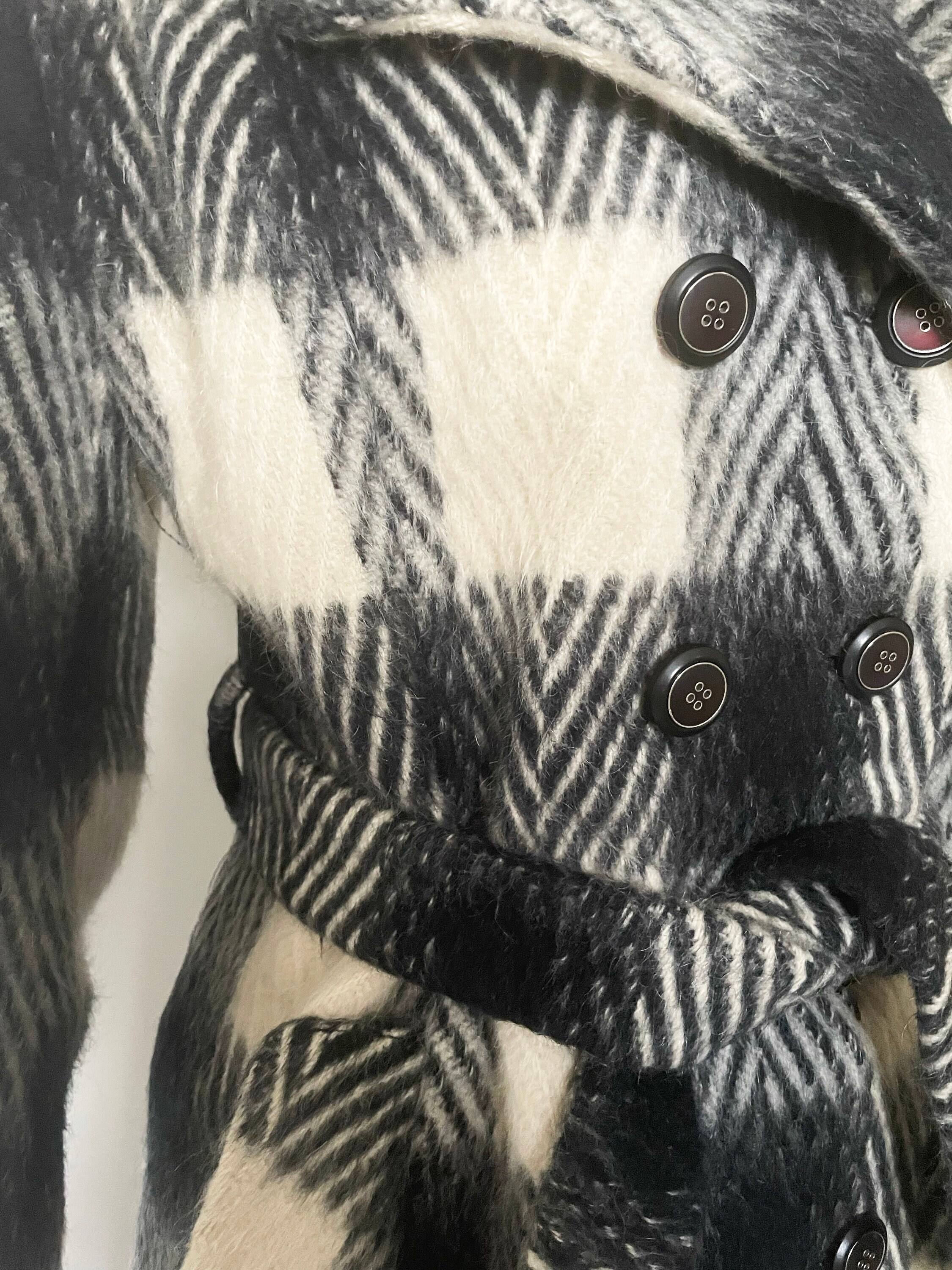 1970s Coat Fab 70s Mohair Plaid Coat in Ivory and Charcoal Etsy