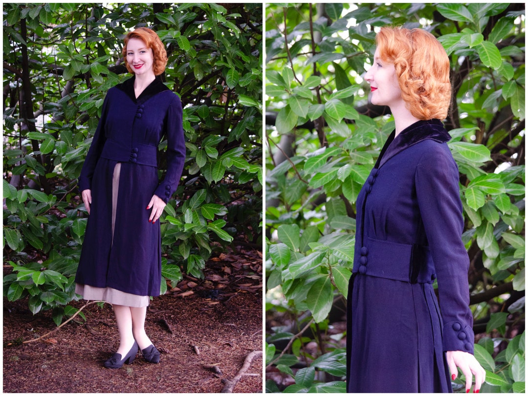 1910s Coat 10s Navy Blue Wool Coat Size Small Etsy