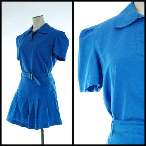 1930s Gym Set | Charming 30s Blue Cotton Athletic