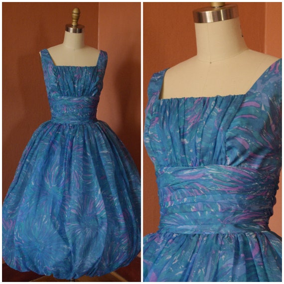 1950s Dress Gorgeous 50s Vibrant Blue Bubble Party Dress | Etsy