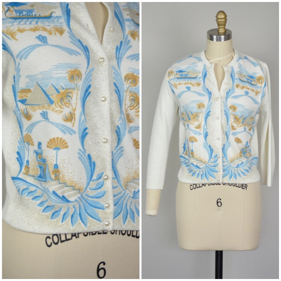 1950s Sweater | Wonderful 50s Novelty Sweater with