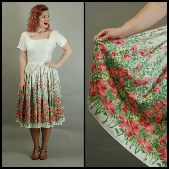 1950s Dress | Glorious 50s Polished Cotton Dress w