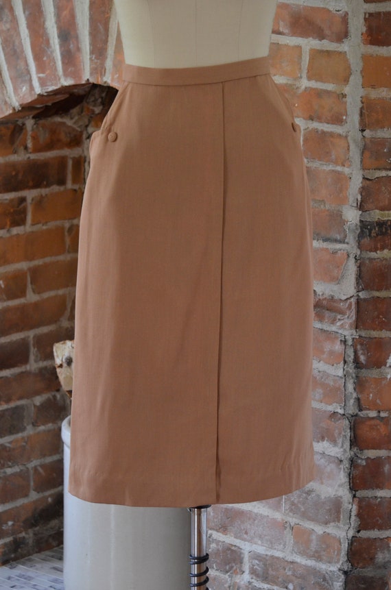 1950s Skirt | Wonderful 50s Gabardine Caramel Ski… - image 3
